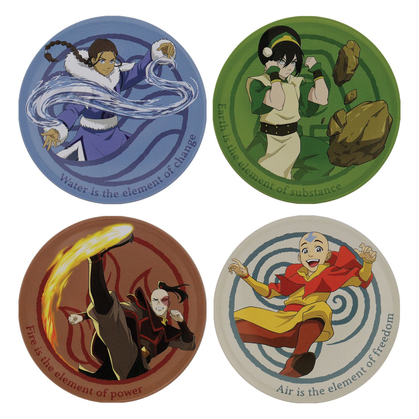 Avatar the Last Airbender Set of 4 Embossed Metal Coasters