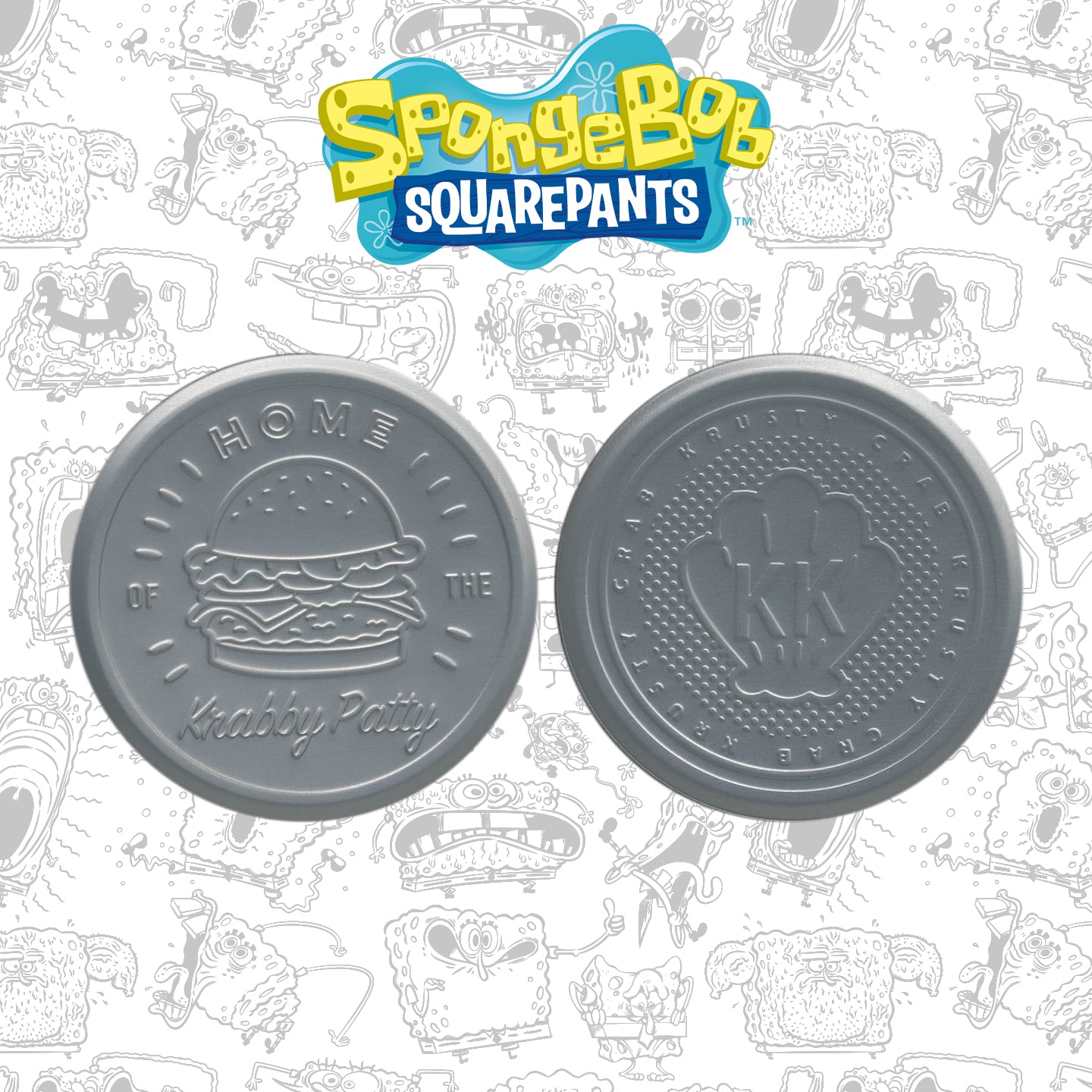SpongeBob SquarePants Set of 4 Non-slip Metal Coasters from Fanattik