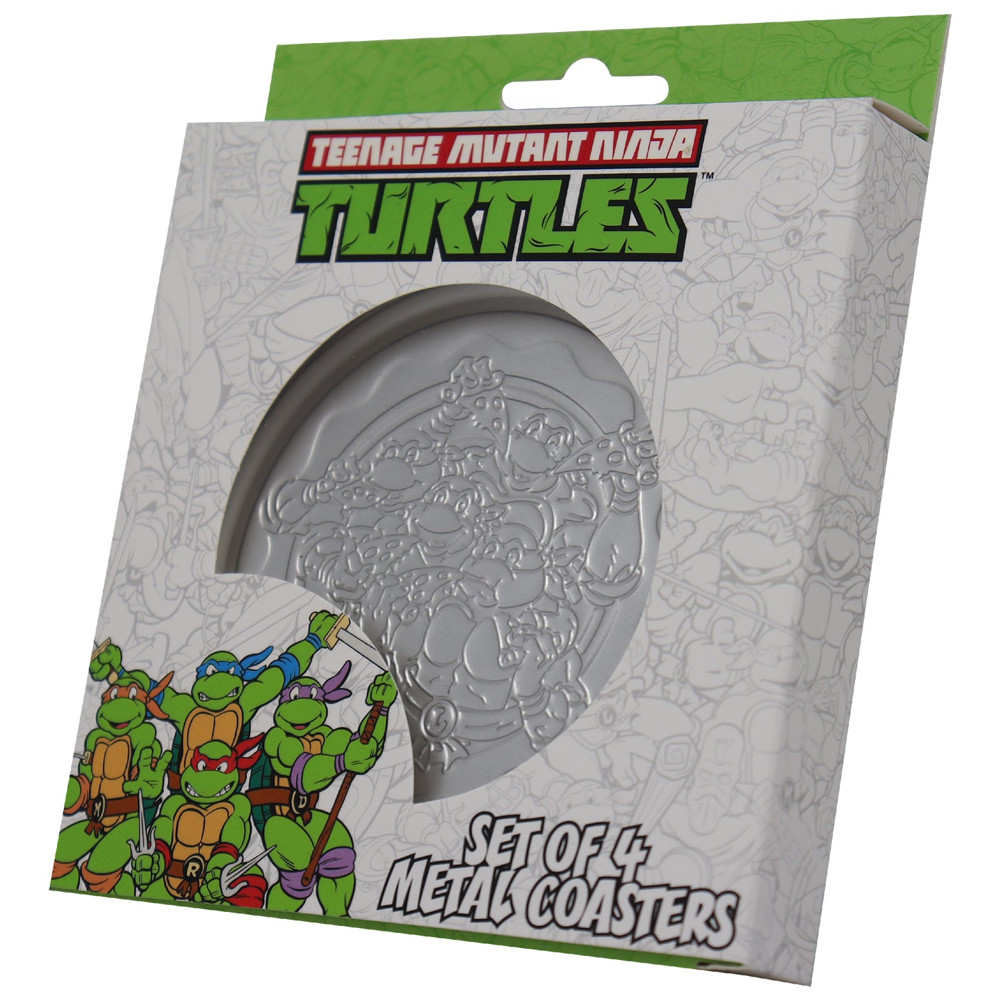 Teenage Mutant Ninja Turtles Set of 4 Embossed Metal Coasters Packaging