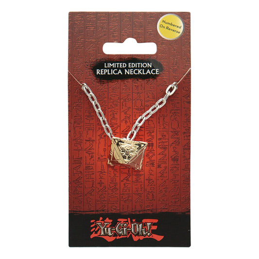 Yu-Gi-Oh! Millennium Puzzle Limited Edition Unisex Necklace in packaging, featuring a silver-colored chain and a puzzle-shaped pendant.