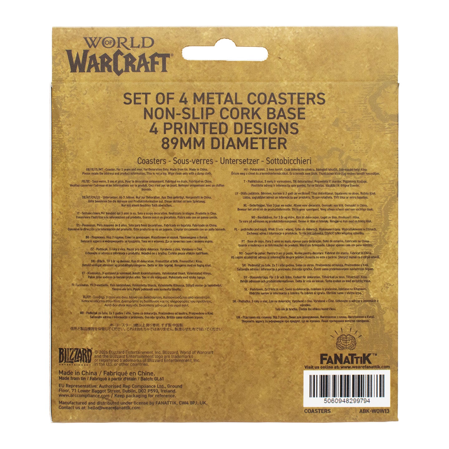 World of Warcraft - Set of Four Printed Metal Coasters