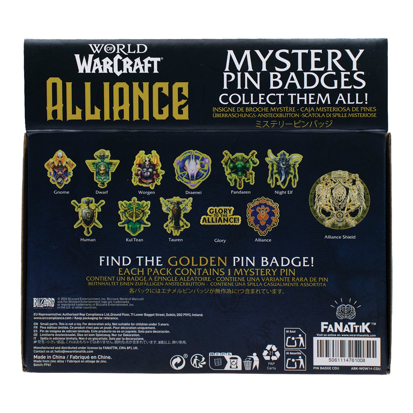 World of Warcraft - Alliance Mystery Pin Badge CDU featuring 12 Blind Boxes