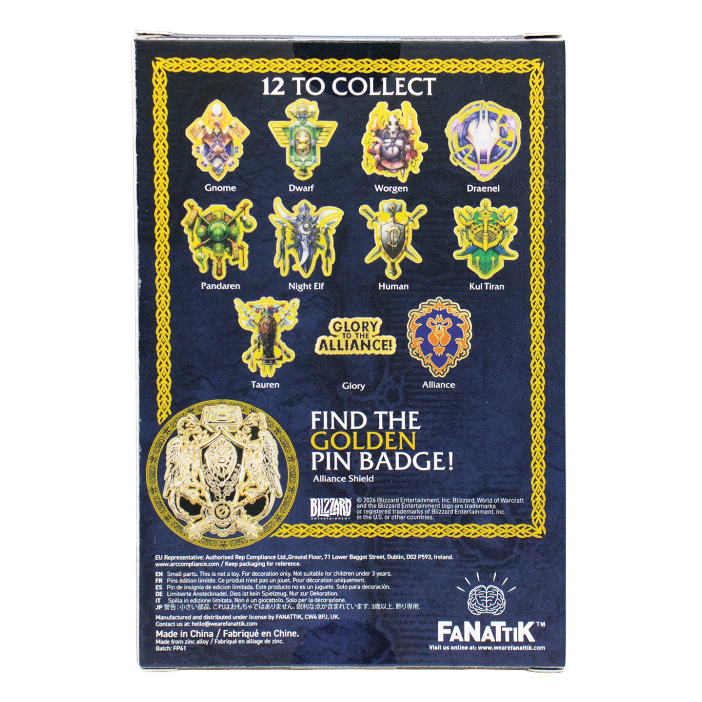 World of Warcraft - Alliance Mystery Pin Badge CDU featuring 12 Blind Boxes