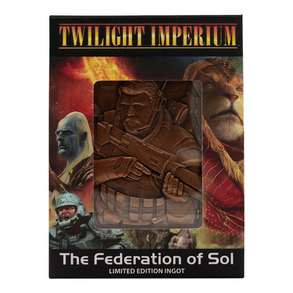 Twilight Imperium The federation of Sol collectible metal ingot and display stand from Fanattik