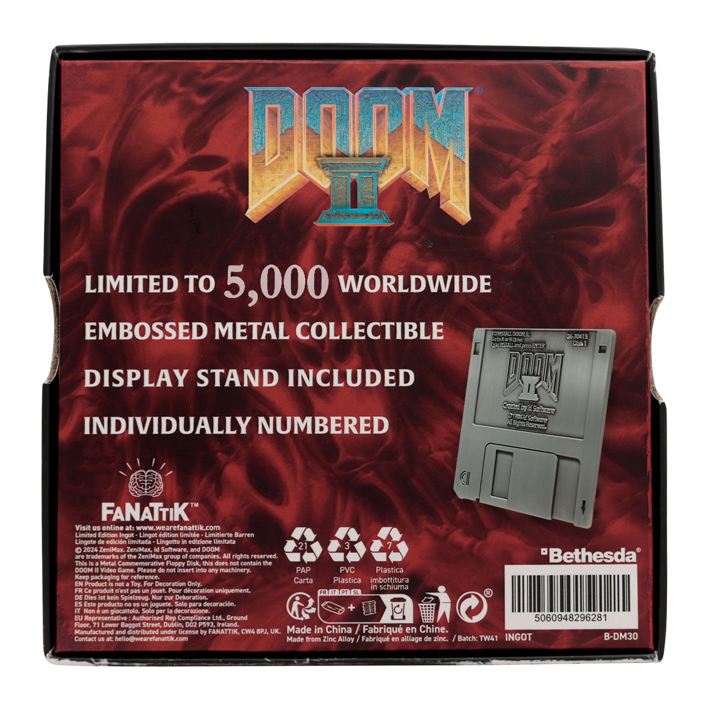 Doom II Floppy Disk Replica Antique Silver Edition
