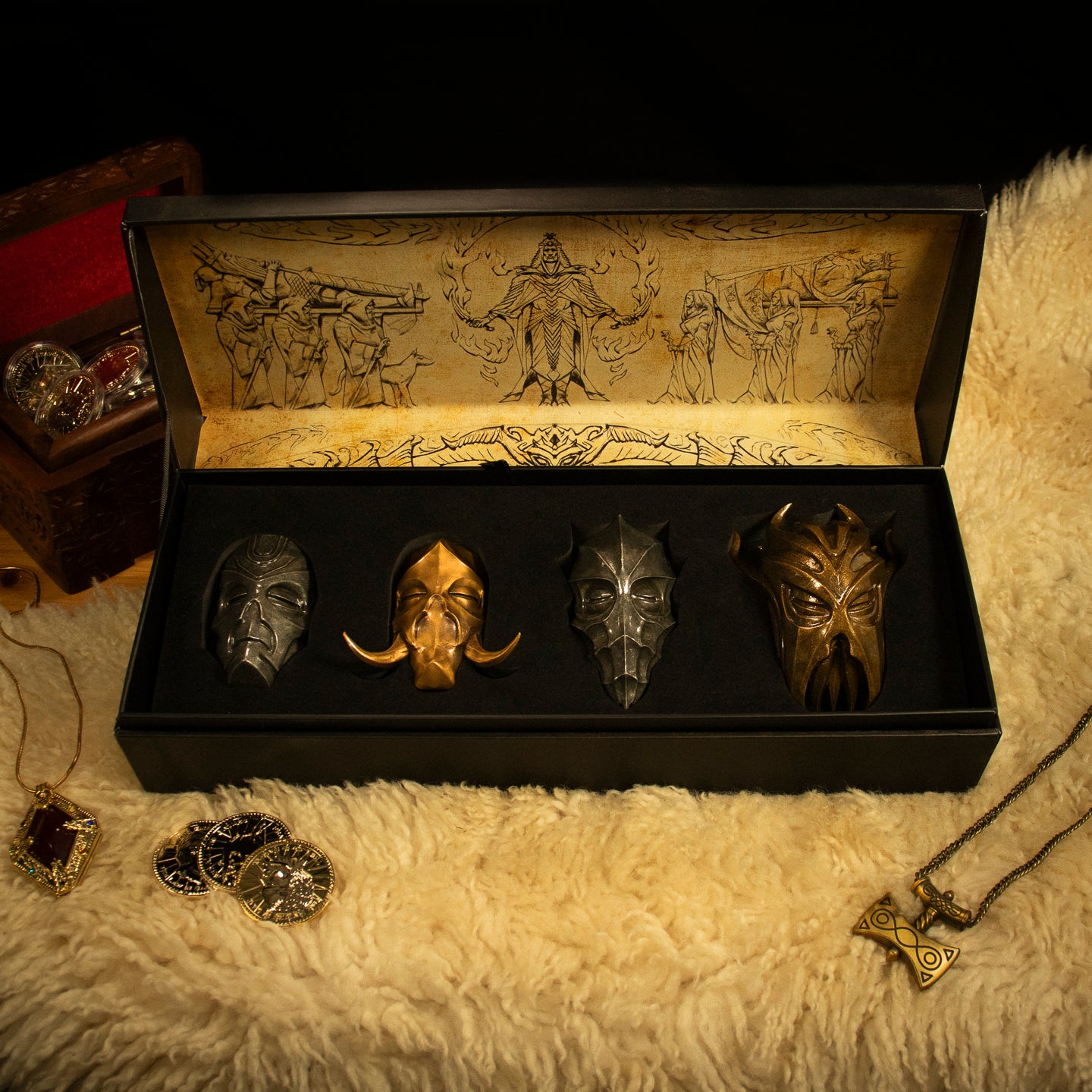 The Elder Scrolls V: Skyrim Set of 4 Scaled Replica Dragon Priest Masks
