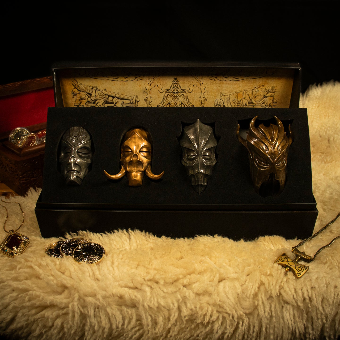The Elder Scrolls V: Skyrim Set of 4 Scaled Replica Dragon Priest Masks