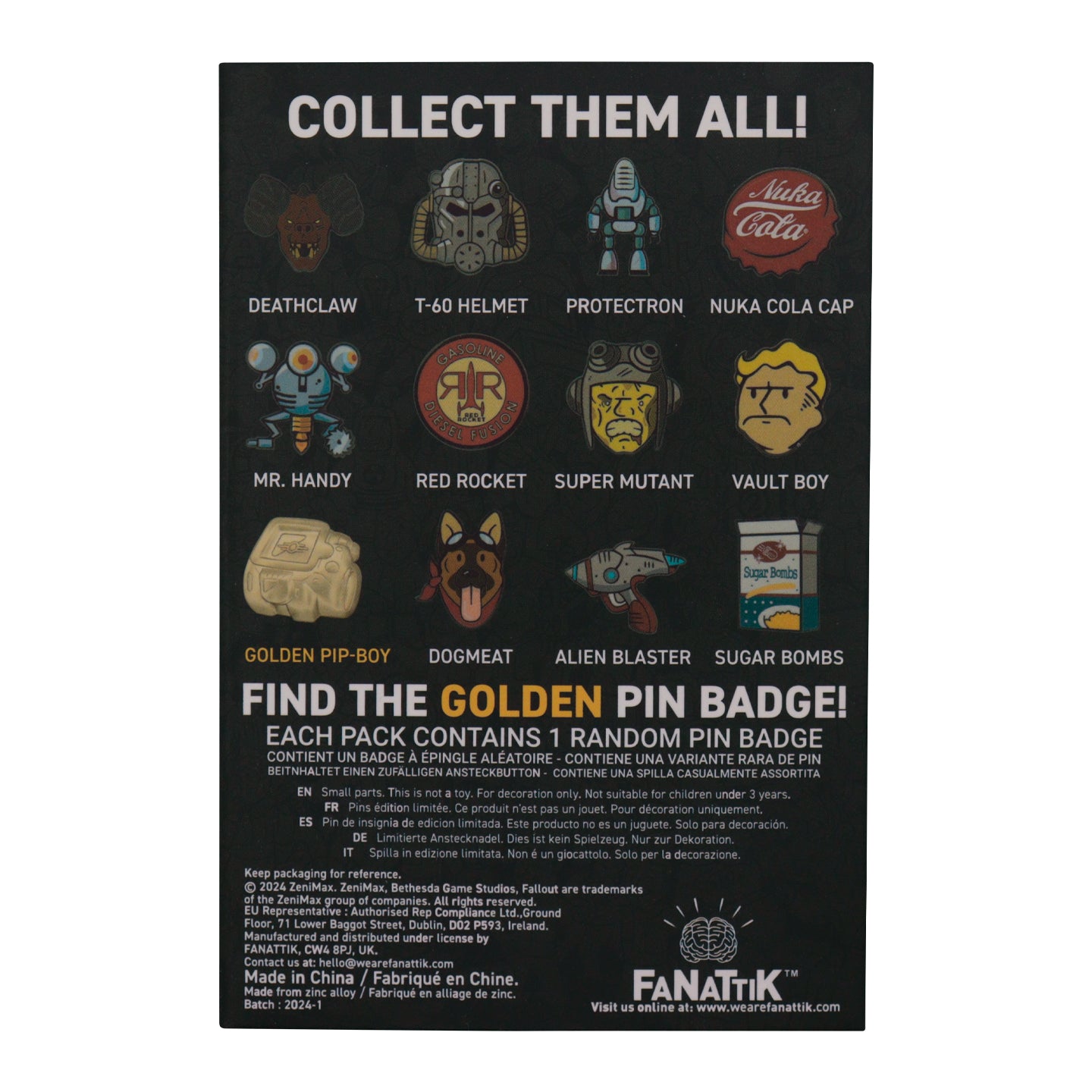 Limited edition Fallout mystery pin badge set from Fanattik