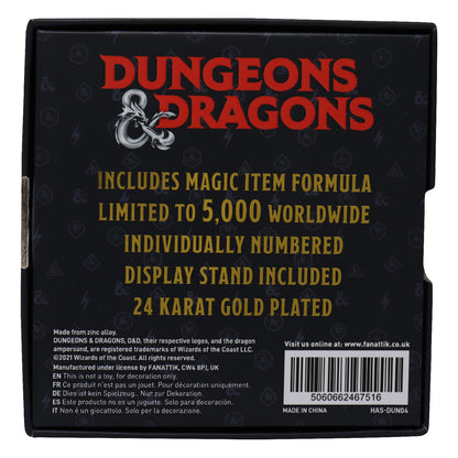 Dungeons & Dragons 24k Gold Plated Amulet of Health Medallion Packaging Reverse 