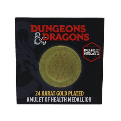 Dungeons & Dragons 24k Gold Plated Amulet of Health Medallion Packaging front view