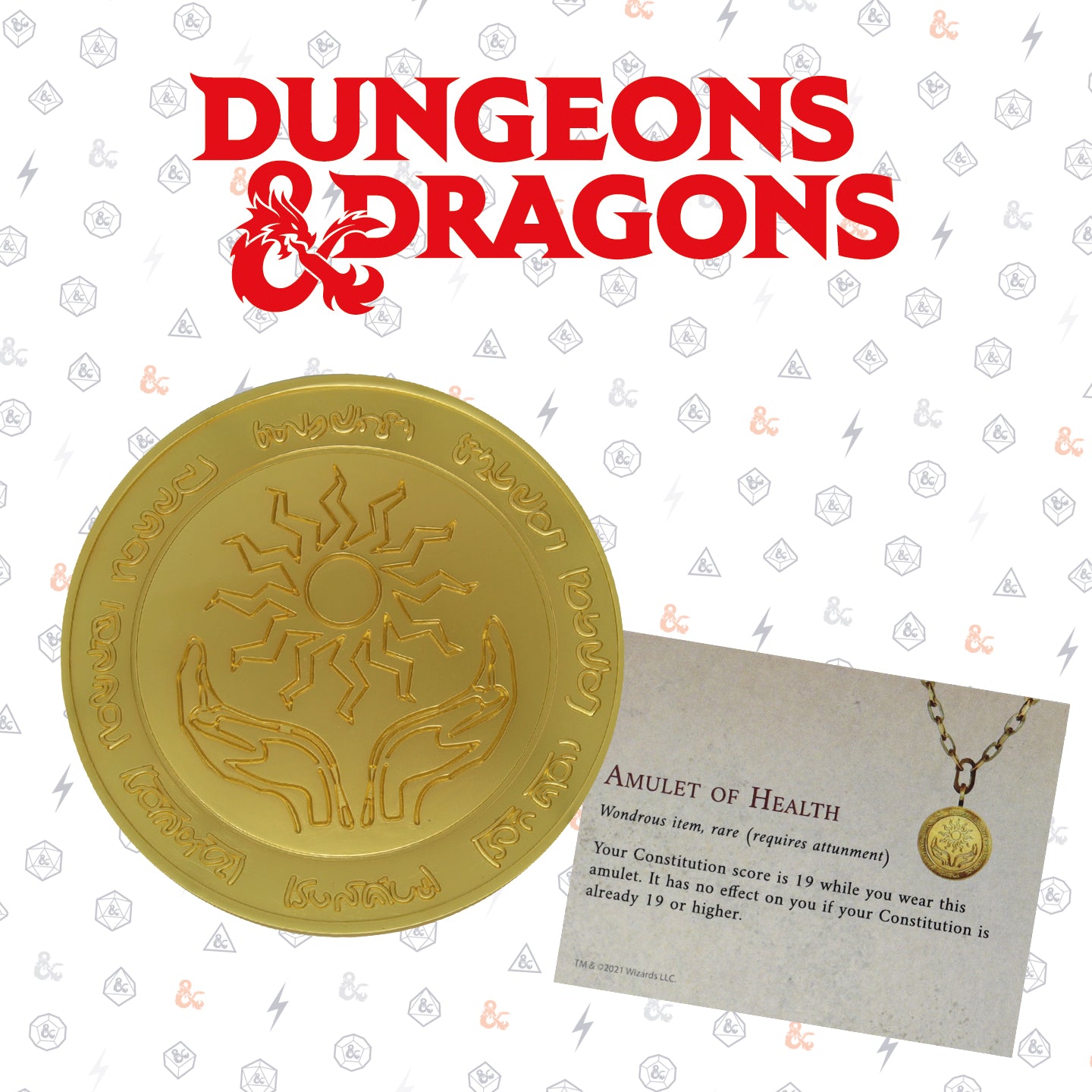Dungeons & Dragons 24k Gold Plated Amulet of Health Medallion Presenter 