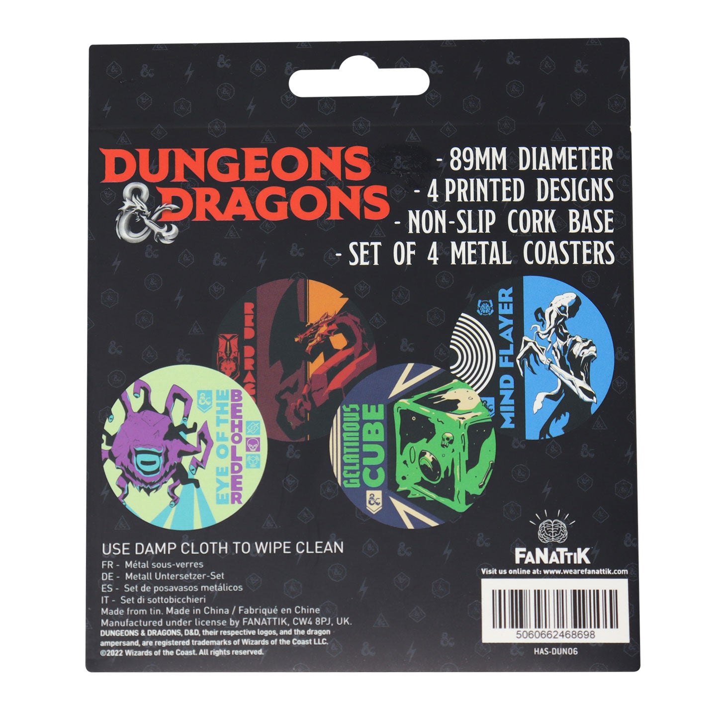 Dungeons & Dragons Set of 4 Printed Metal Coasters