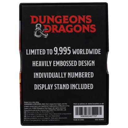 Dungeons & Dragons Limited Edition Players Handbook Ingot Packaging Reverse