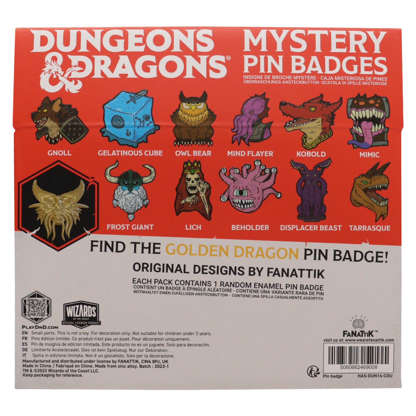 Dungeons & Dragons 50th Anniversary Mystery Pin Badge CDU Containing 12 Blind Boxes