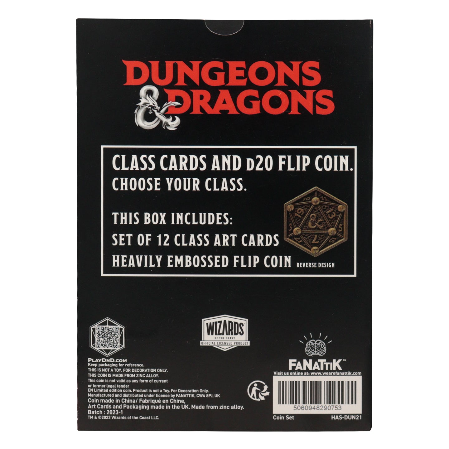 Dungeons & Dragons class cards and D20 flip coin set from Fanattik