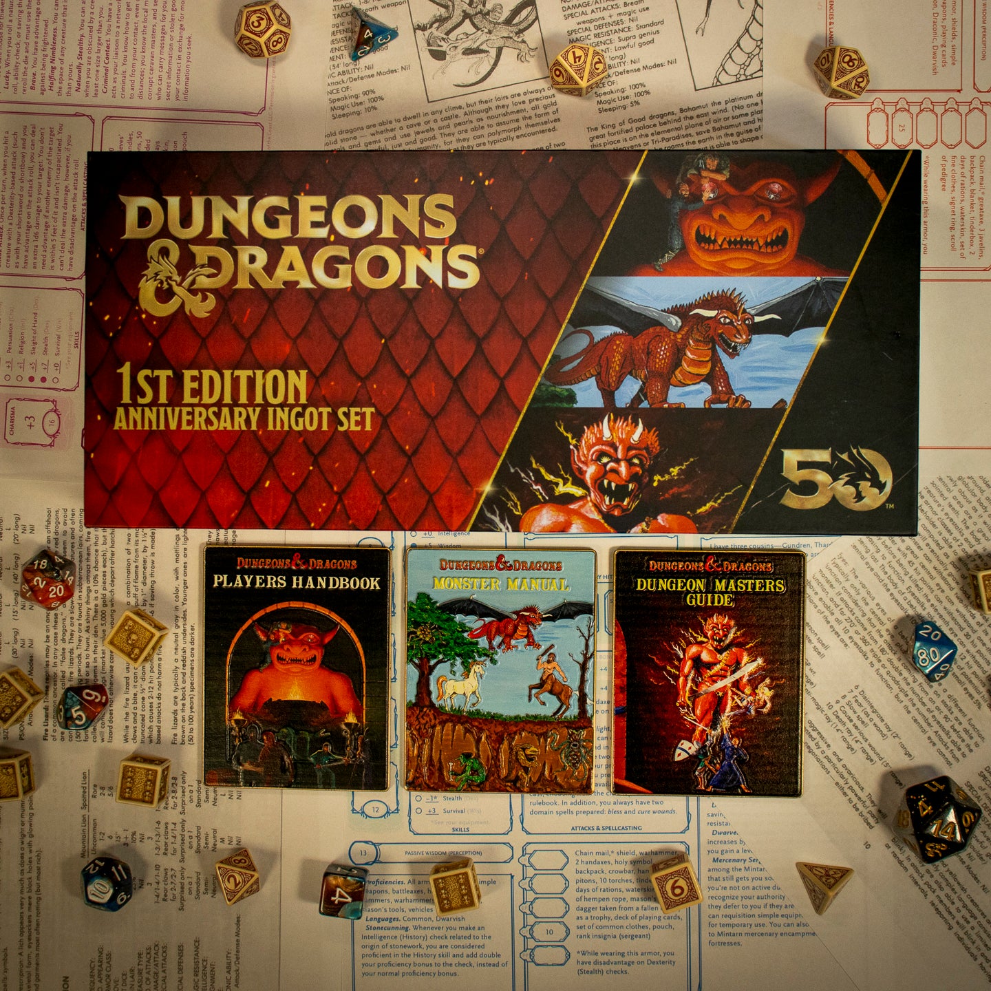 Dungeons & Dragons 50th Anniversary 1st Edition Book Cover Collectible Ingot Set