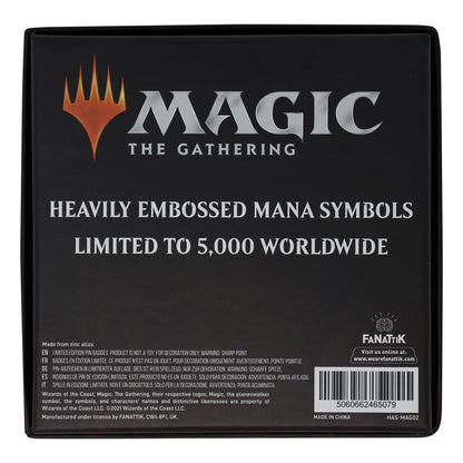 Magic the Gathering set of 6 Mana Symbol Metal Pin Badges supplied in a collector case