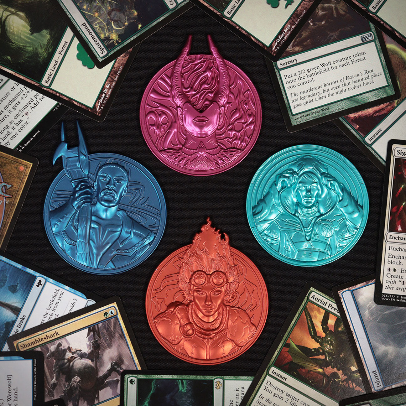 Magic: The Gathering set of 4 Planeswalkers collectible metal medallions from Fanattik