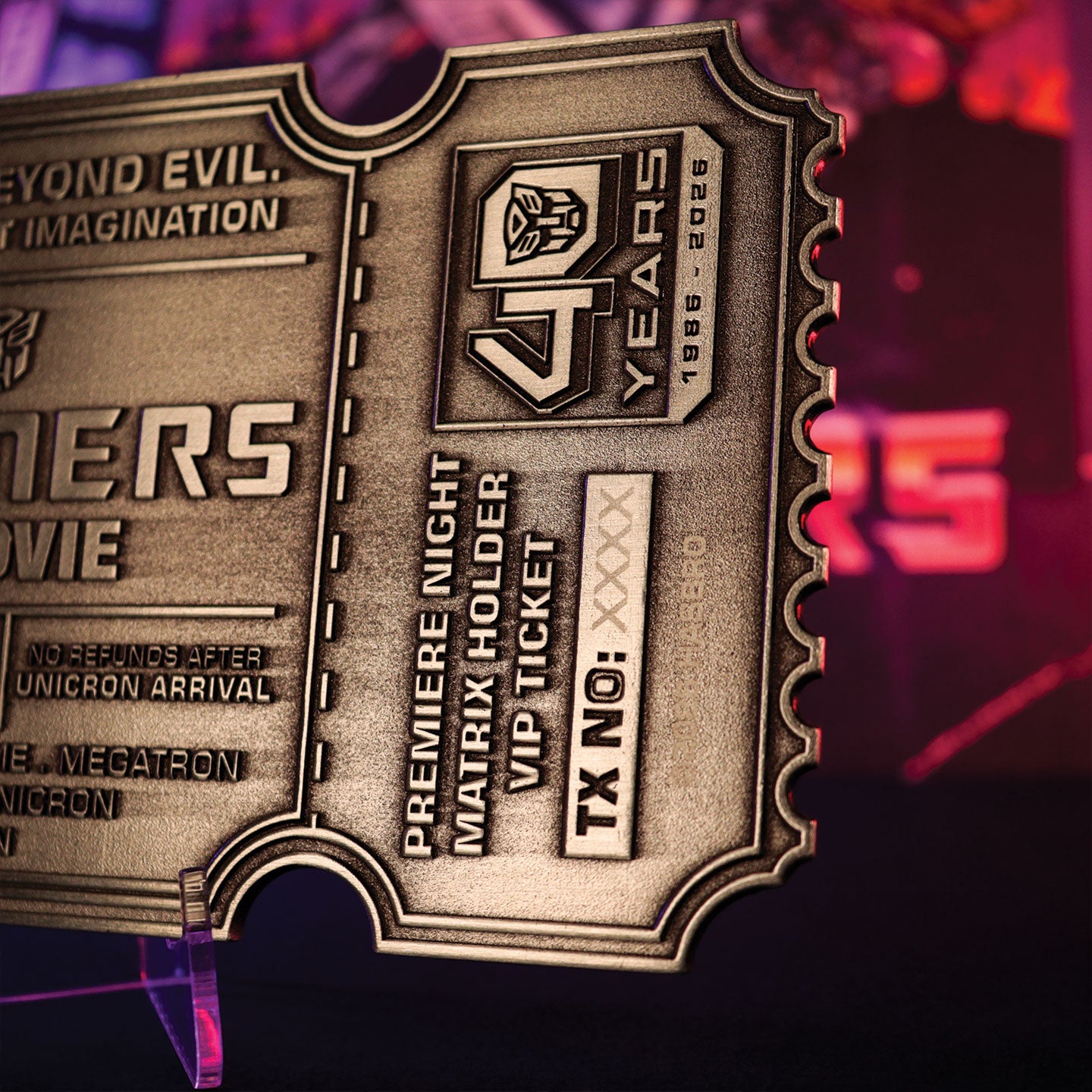 Transformers: The Movie – Limited Edition 40th Anniversary Metal Replica Movie Ticket