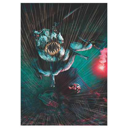 Jurassic Park T-Rex In Rain Limited Edition Art Print