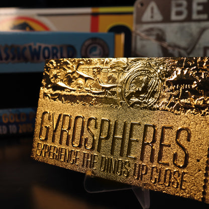 Jurassic World Limited Edition 24k Gold Plated Gyrosphere Attraction Ticket