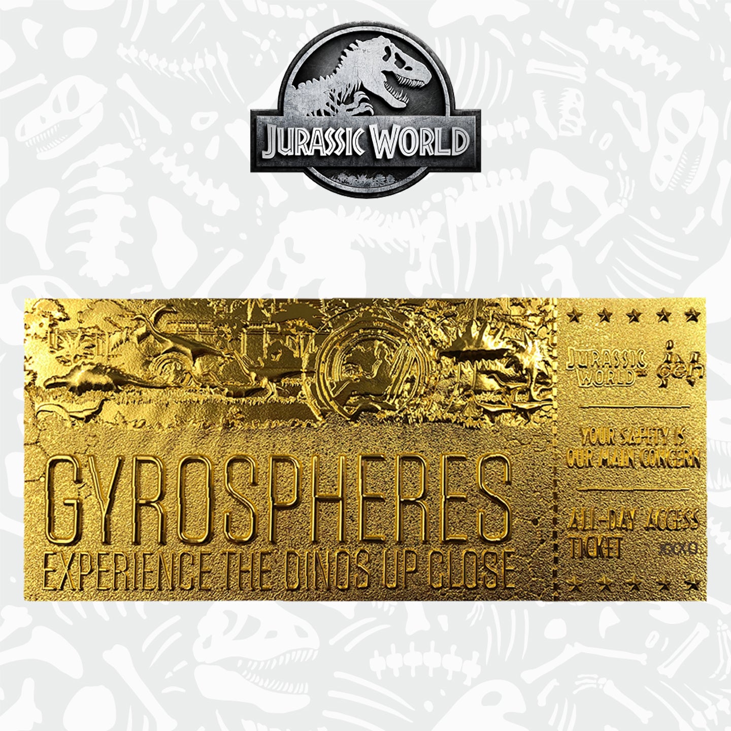 Jurassic World Limited Edition 24k Gold Plated Gyrosphere Attraction Ticket