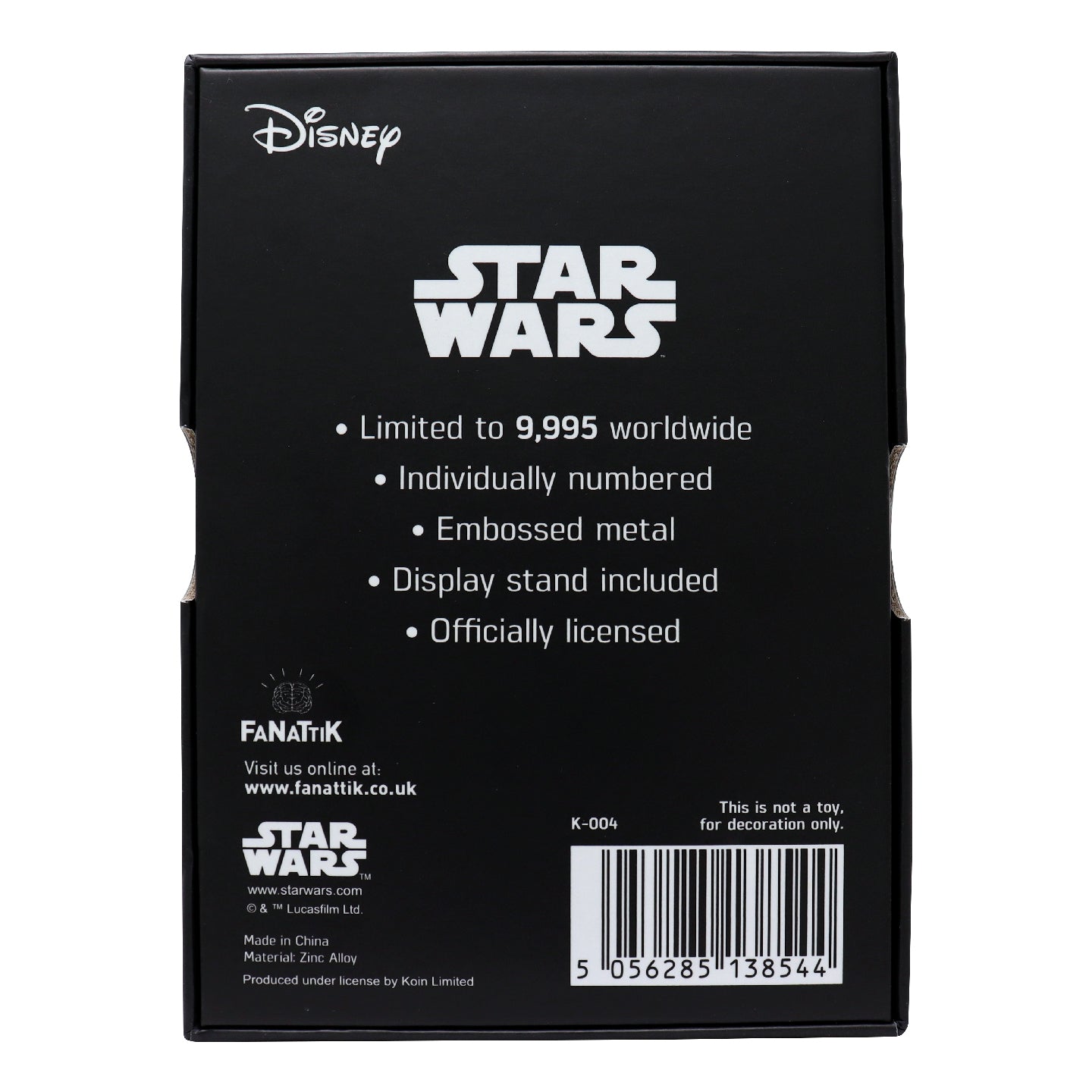Star Wars limited edition Darth Vader collectible metal ingot