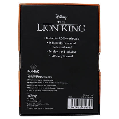 Disney The Lion King collectible metal ingot from Fanattik