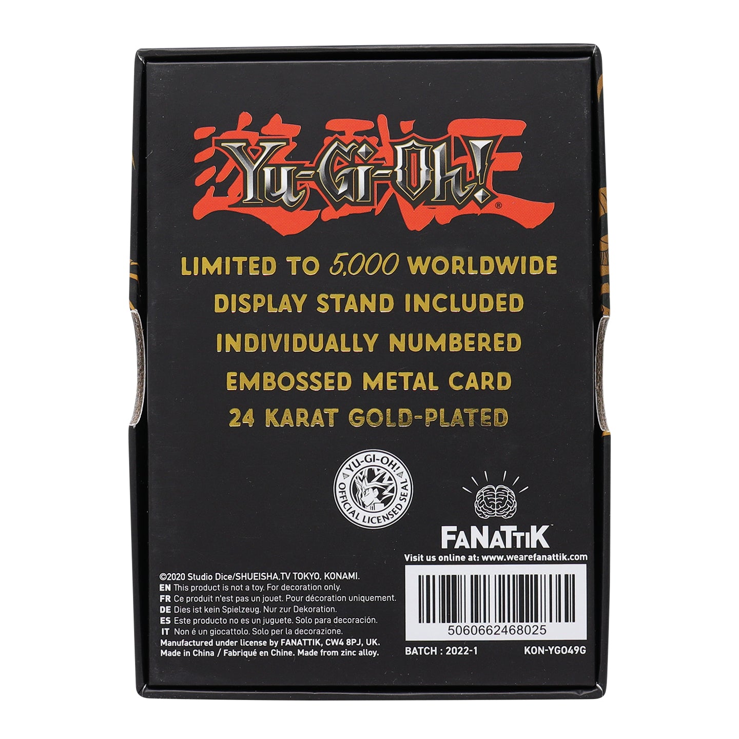 Yu-Gi-Oh! Limited Edition 24k Gold Plated B. Skull Dragon Metal Card Packaging Reverse 