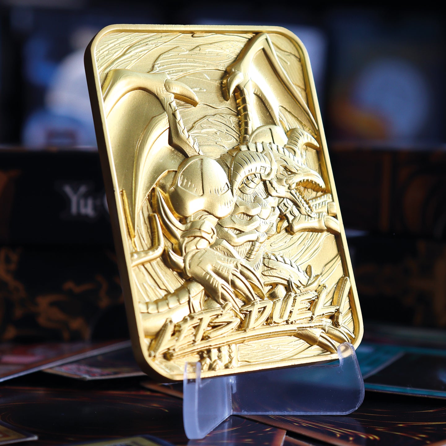 Yu-Gi-Oh! Limited Edition 24k Gold Plated B. Skull Dragon Metal Card and Stand Close Up