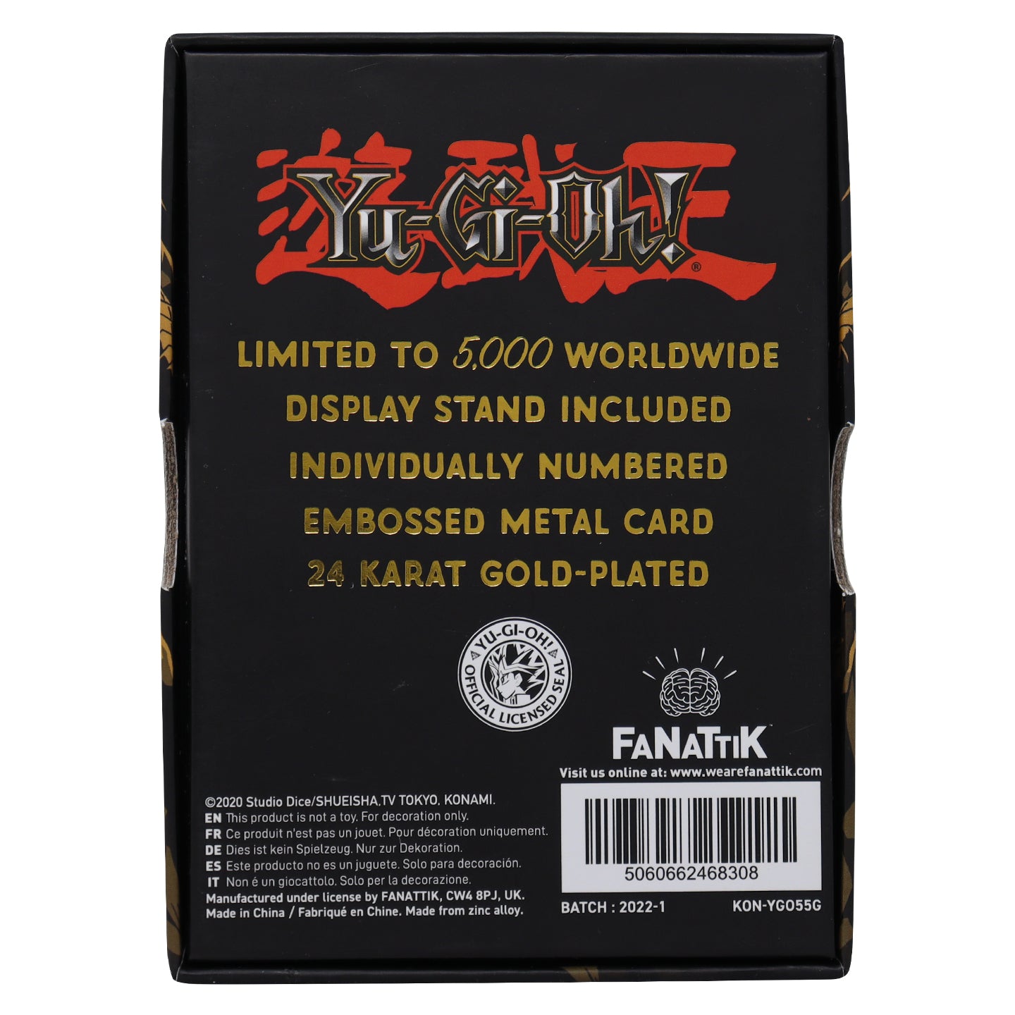 Yu-Gi-Oh! Limited Edition 24k Gold Plated Gaia the Fierce Knight Metal Card Packaging Reverse 