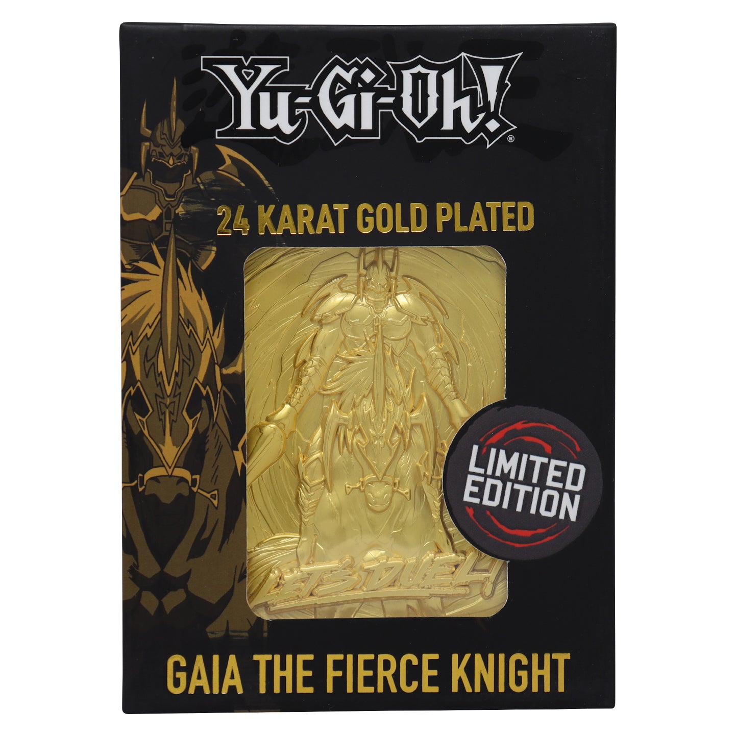 Yu-Gi-Oh! Limited Edition 24k Gold Plated Gaia the Fierce Knight Metal Card Packaging Face 