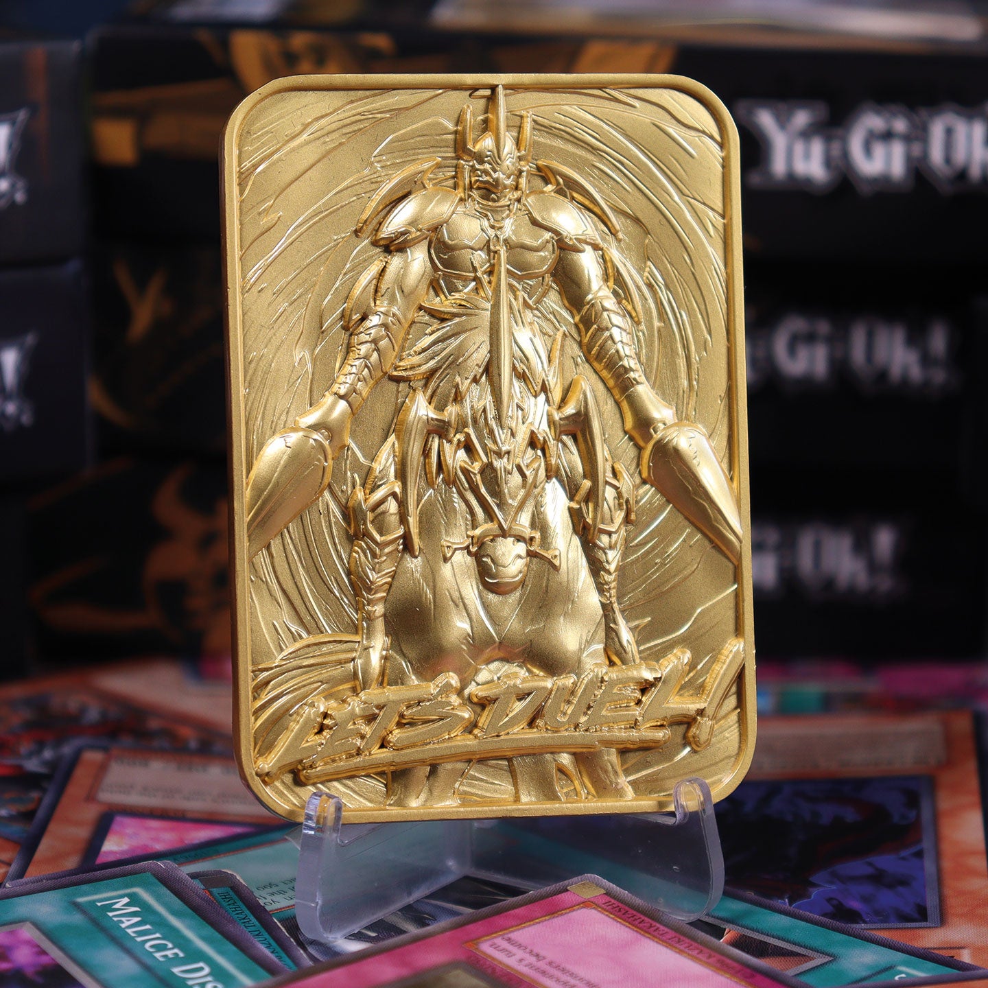 Yu-Gi-Oh! Limited Edition 24k Gold Plated Gaia the Fierce Knight Metal Card Close Up with Stand 