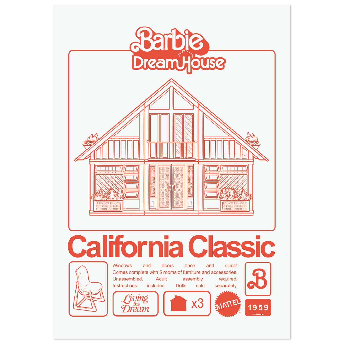 Barbie™ - Limited Edition California Classic DreamHouse™ Art Print