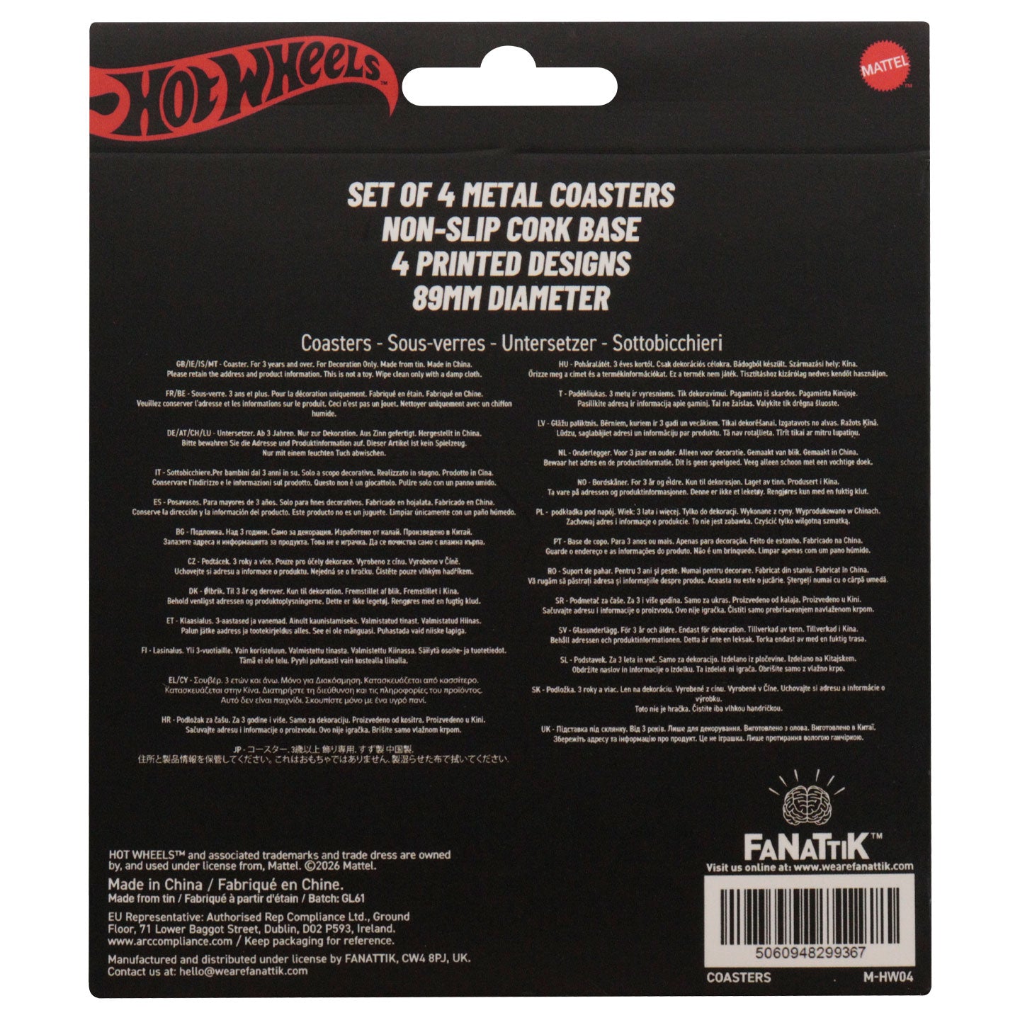 Hot Wheels™ - Set of Four Printed Metal Coasters