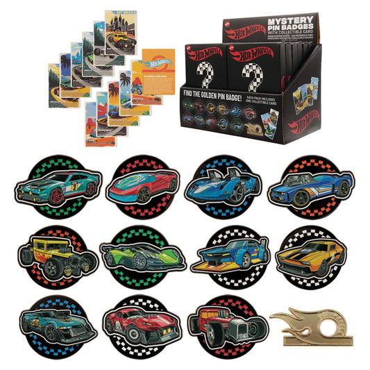 Hot Wheels™ - Mystery Pin Badge CDU Containing 12 Blind Boxes