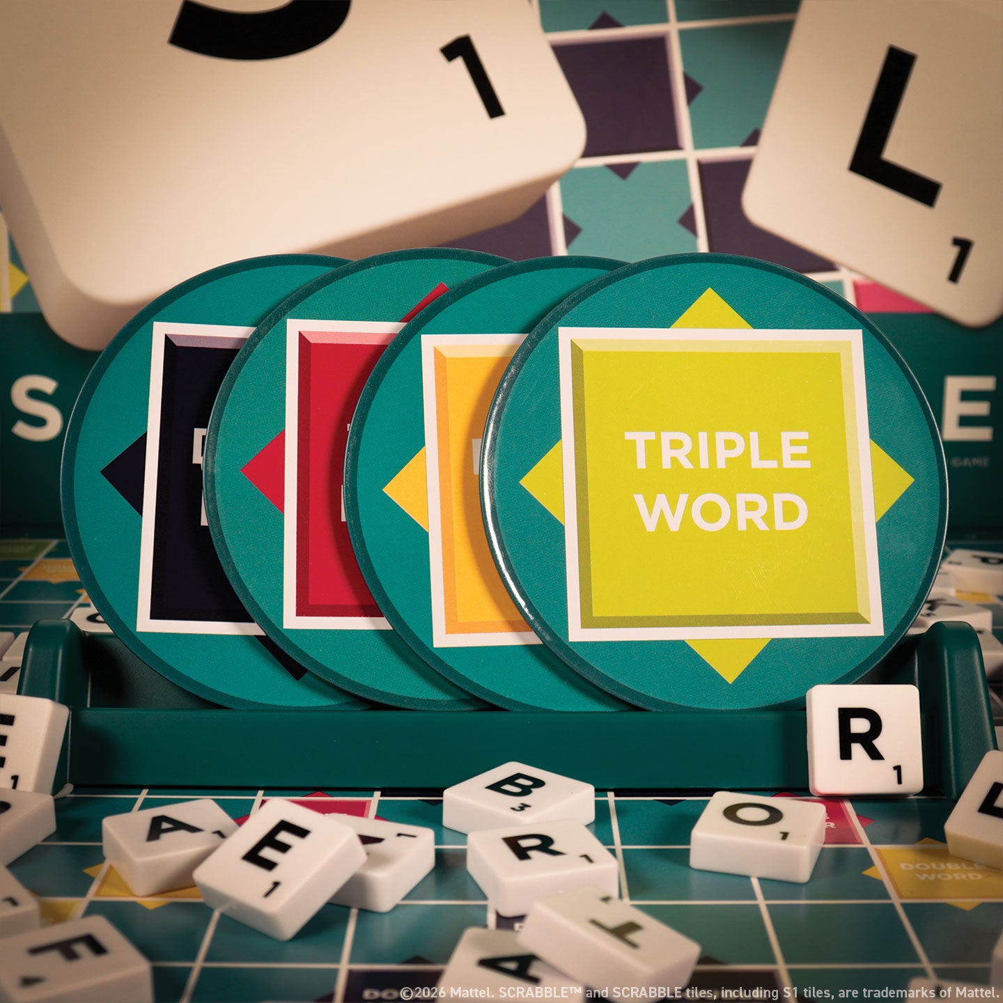 Scrabble™ - Set of Four Printed Metal Coasters