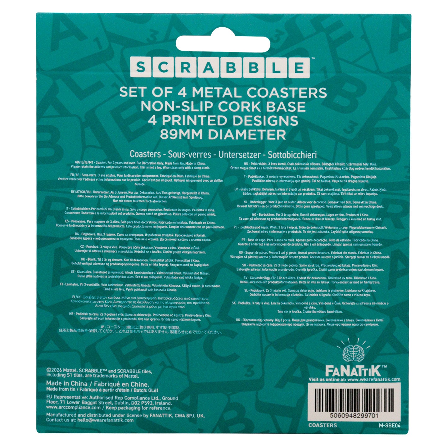 Scrabble™ - Set of Four Printed Metal Coasters
