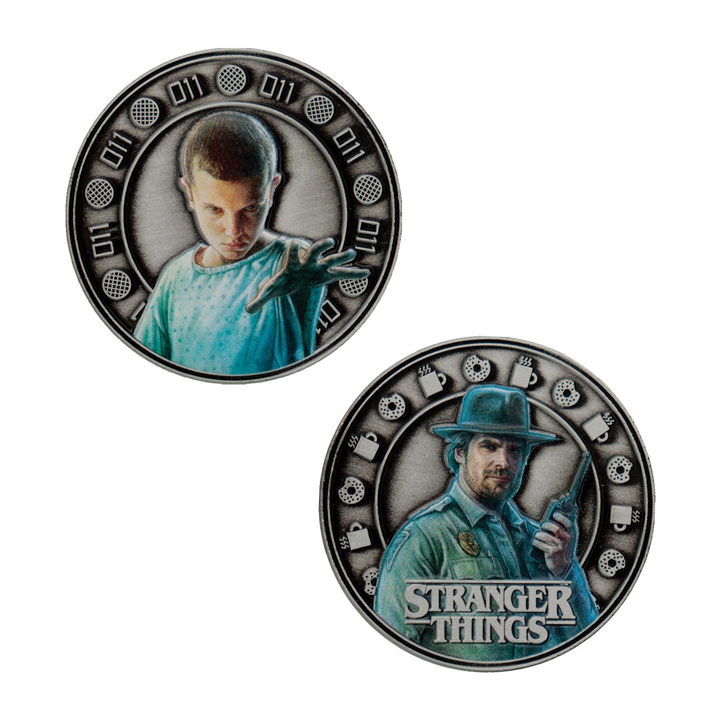 Stranger Things Eleven and Hopper Collectible Coin Front and Reverse