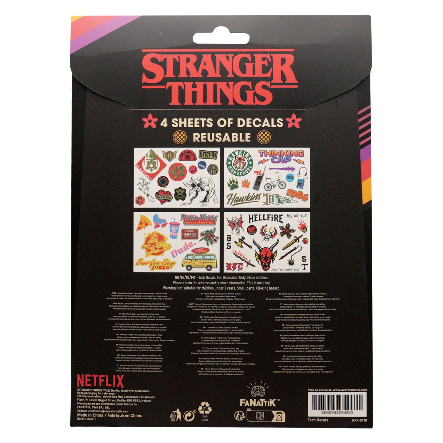 Stranger Things Tech Decals Packaging Reverse