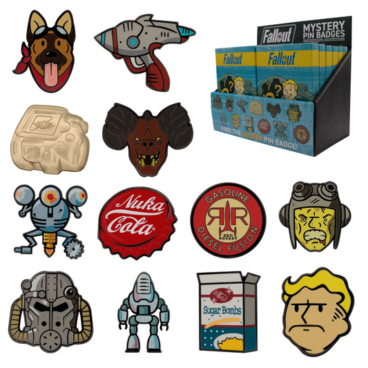 Fallout Mystery Pin Badge CDU Containing 12 Blind Boxes