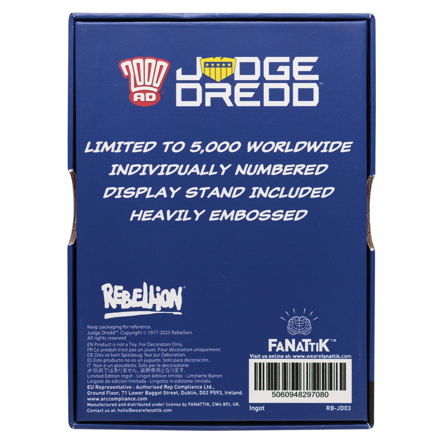 2000 AD Judge Dredd Comic Book Cover Ingot