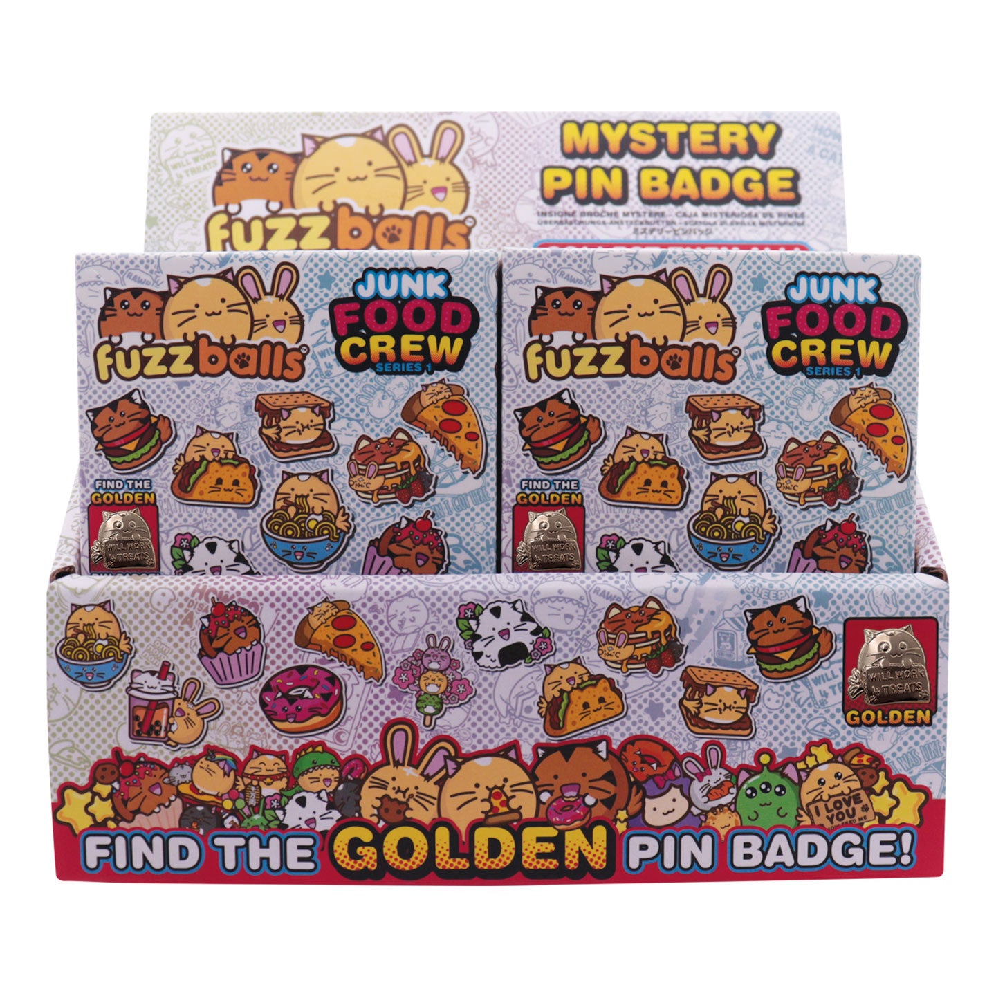Fuzzballs Mystery Pin Badge CDU Containing 12 Blind Boxes