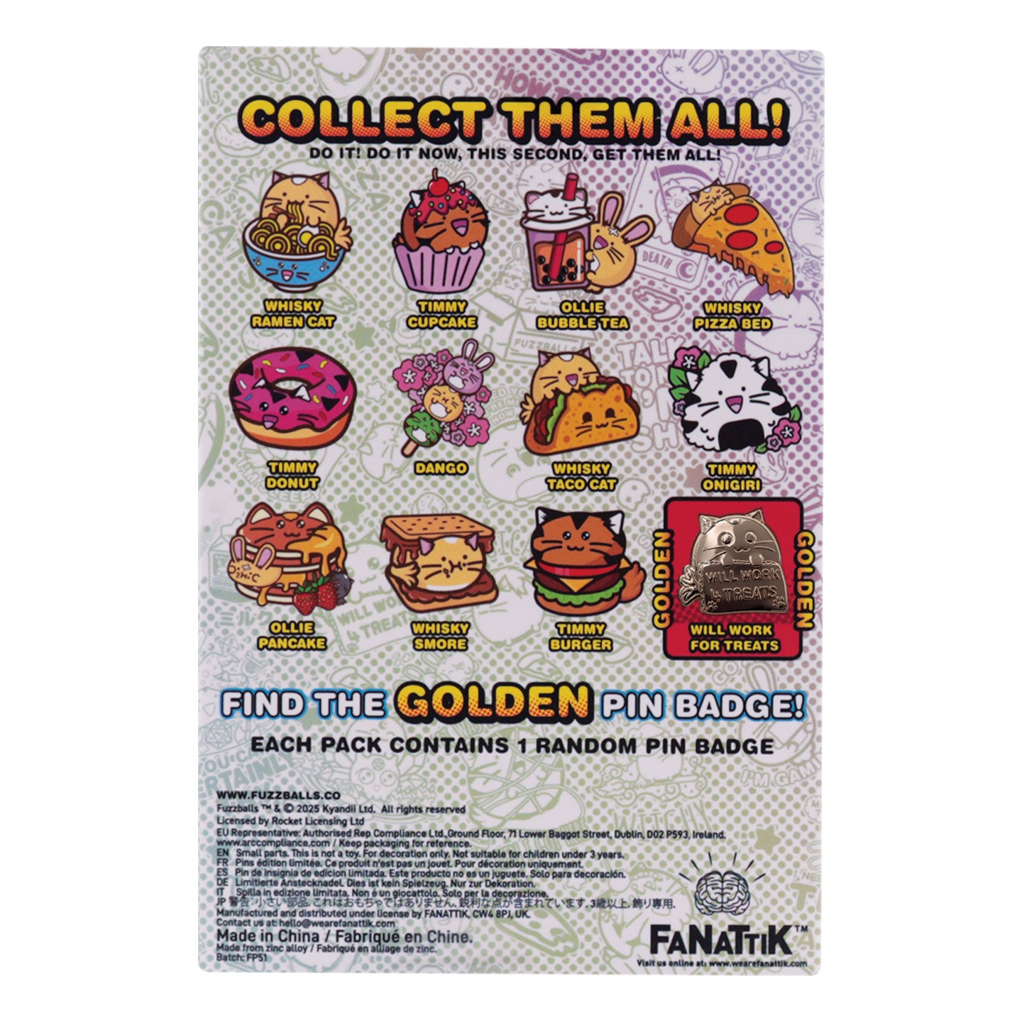 Fuzzballs Mystery Pin Badge CDU Containing 12 Blind Boxes