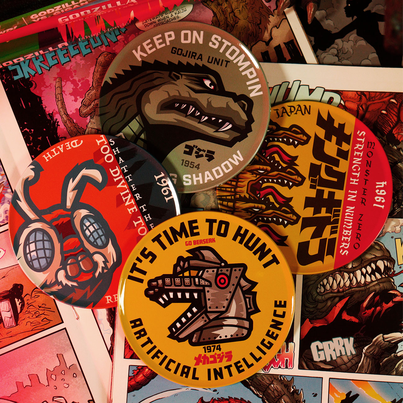 Godzilla Set of 4 Printed Metal Coasters
