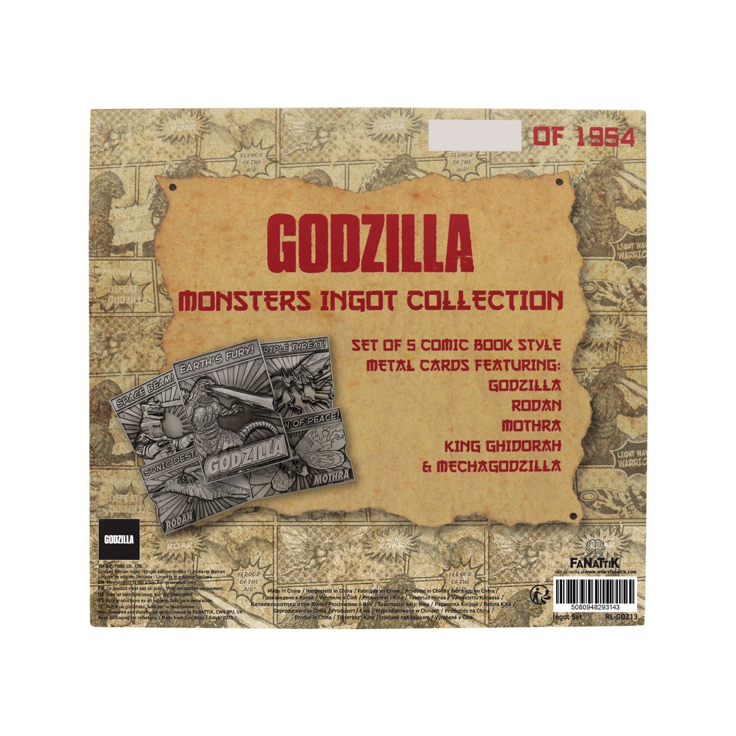 Godzilla 5 Piece Limited Edition Monsters Collectible Metal Ingot Set and collectors box