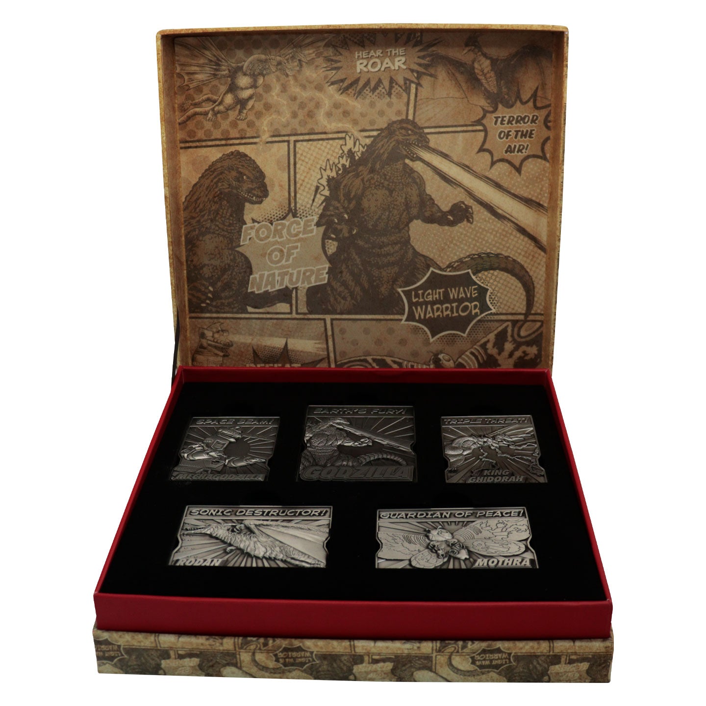 Godzilla 5 Piece Limited Edition Monsters Collectible Metal Ingot Set and collectors box