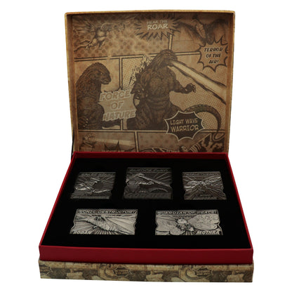 Godzilla 5 Piece Limited Edition Monsters Collectible Metal Ingot Set and collectors box