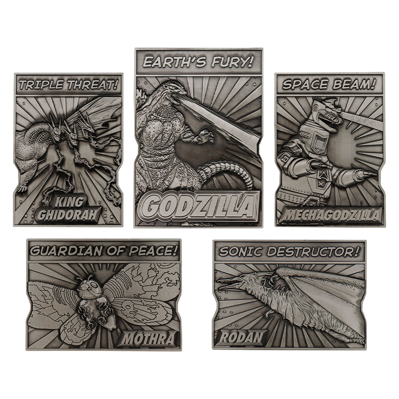 Godzilla 5 Piece Limited Edition Monsters Collectible Metal Ingot Set and collectors box