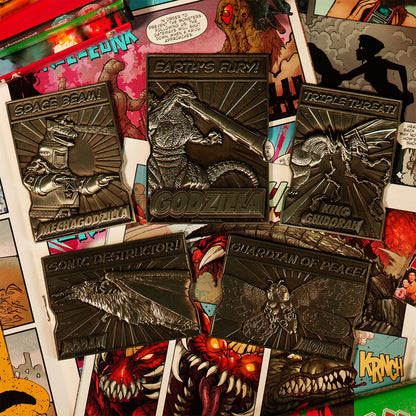 Godzilla 5 Piece Limited Edition Monsters Collectible Metal Ingot Set and collectors box